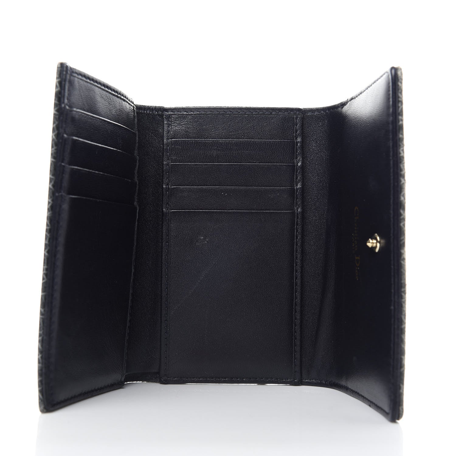 Christian Dior Ceramic Effect Deerskin Cannage Diorama Elancee Wallet Dark Grey 5 of 7