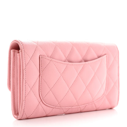 Chanel Caviar Quilted Large Gusset Flap Wallet Light Pink 3 of 9