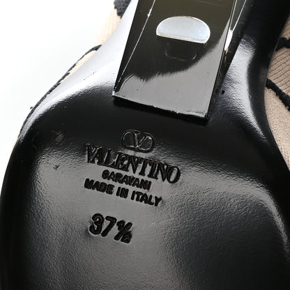Valentino Garavani Toile Iconographe Calfskin Vlogo Over the Knee 70mm Boots 37.5  Naturale Nero 6 of 6