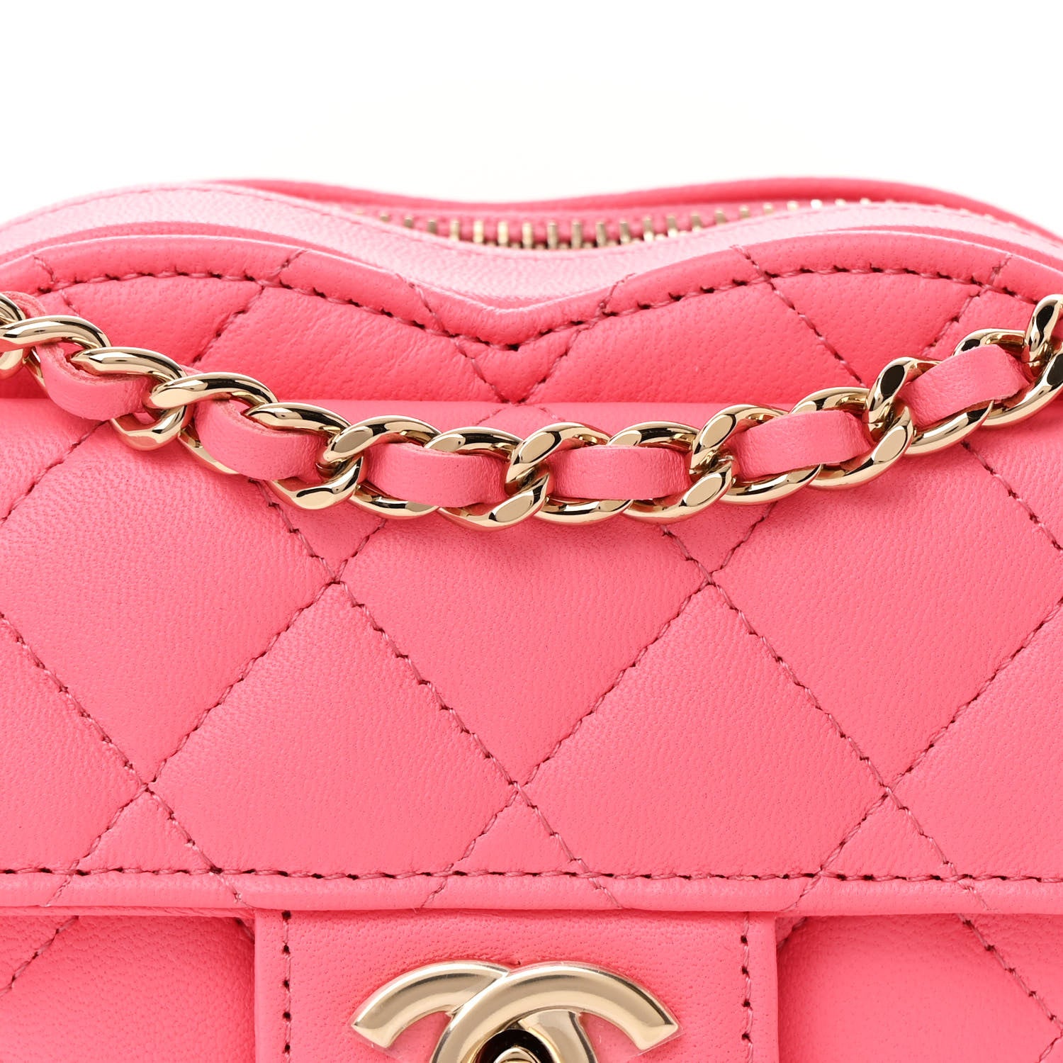 Chanel Lambskin Quilted CC In Love Heart Clutch With Chain Pink 8 of 11
