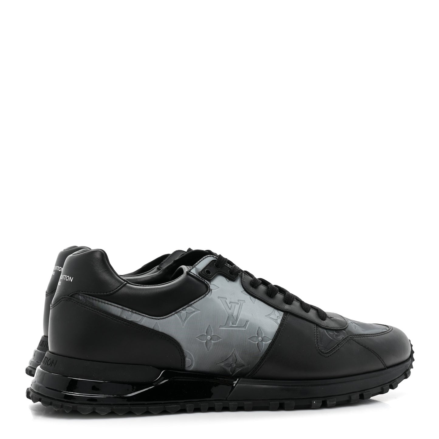 Iridescent Textile Monogram Calfskin Mens Run Away Sneakers 10 Black