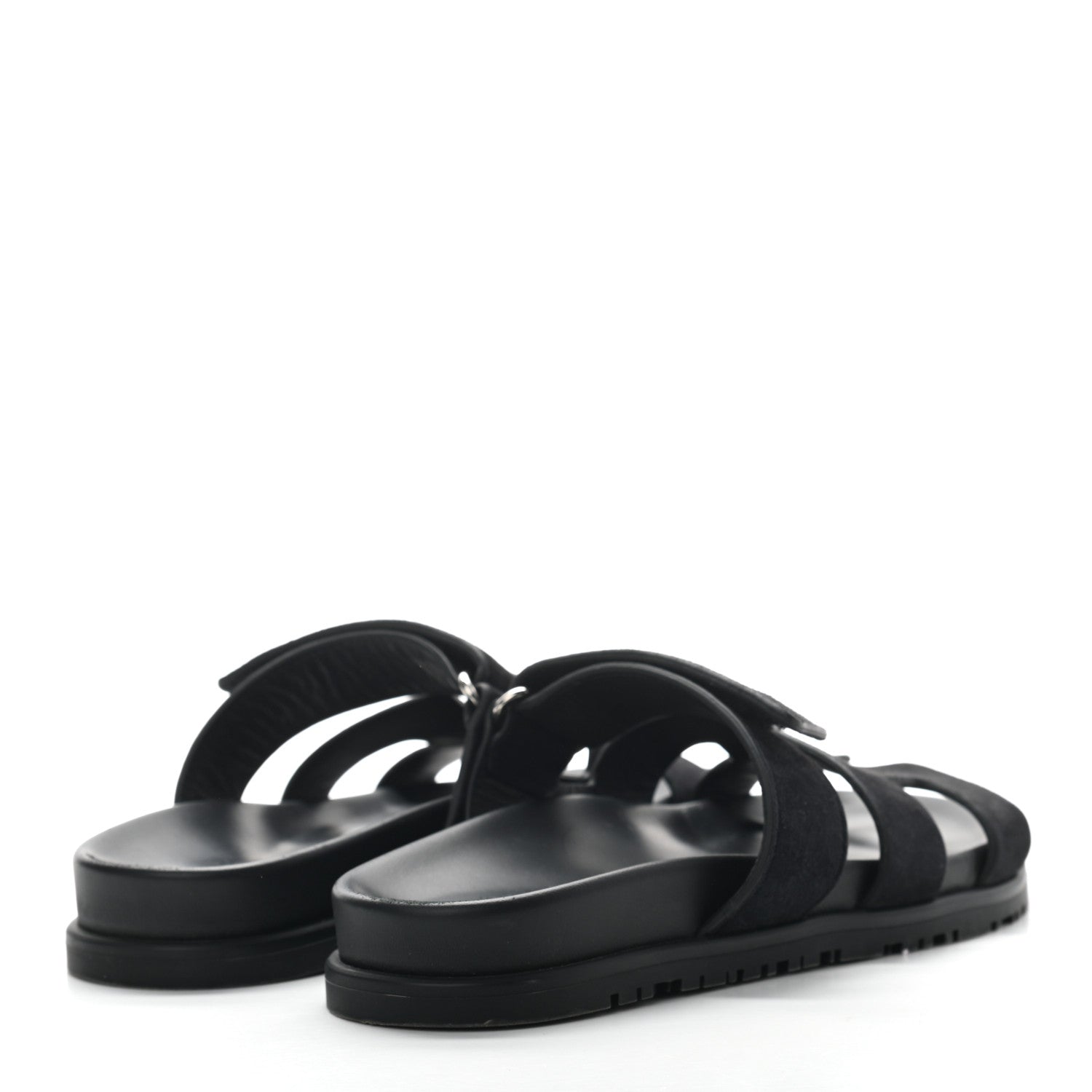 Hermes Suede Goatskin Womens Chypre Sandals 36 Black 4 of 7
