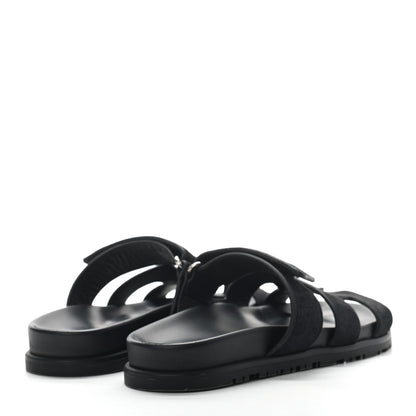 Hermes Suede Goatskin Womens Chypre Sandals 36 Black 4 of 7