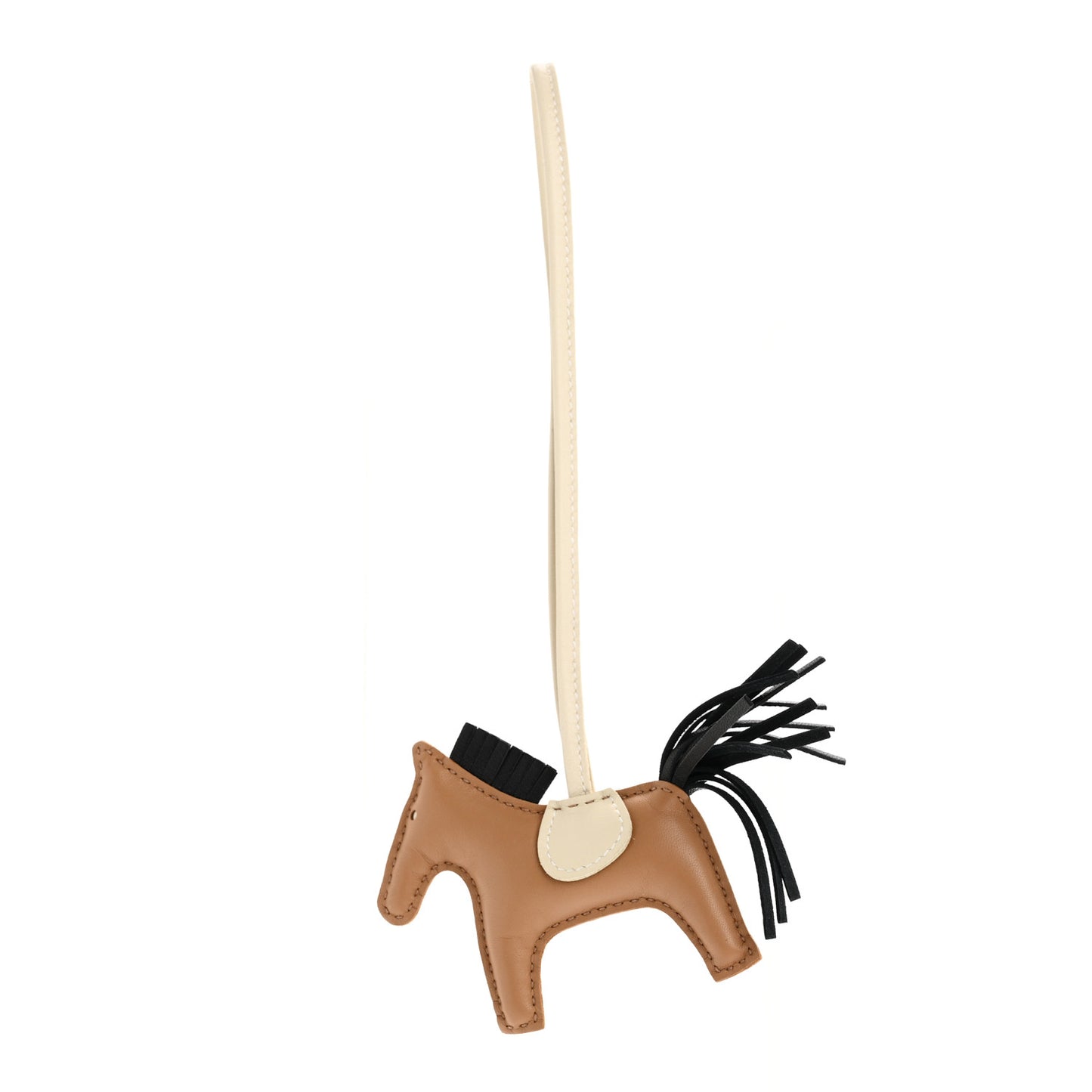 Milo Lambskin Grigri Rodeo Bag Charm PM Chai Black Craie