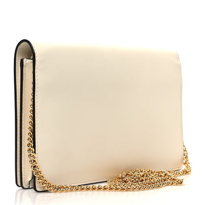 Fendi Vitello King Tamponato Logo Embossed Medium Wallet On Chain White Ice 2 of 6