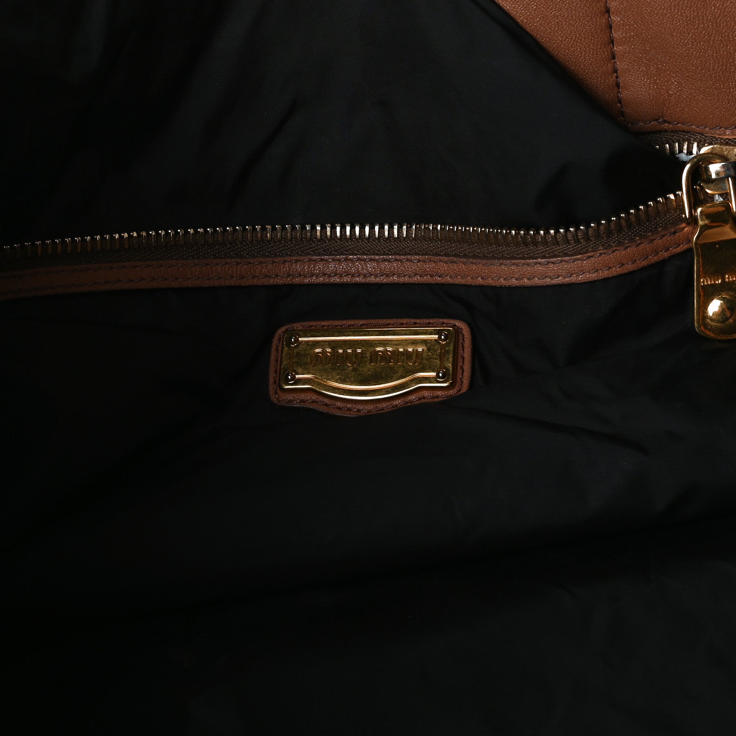 Miu Miu Vitello Soft Calf Tote Black Cannella 7 of 21