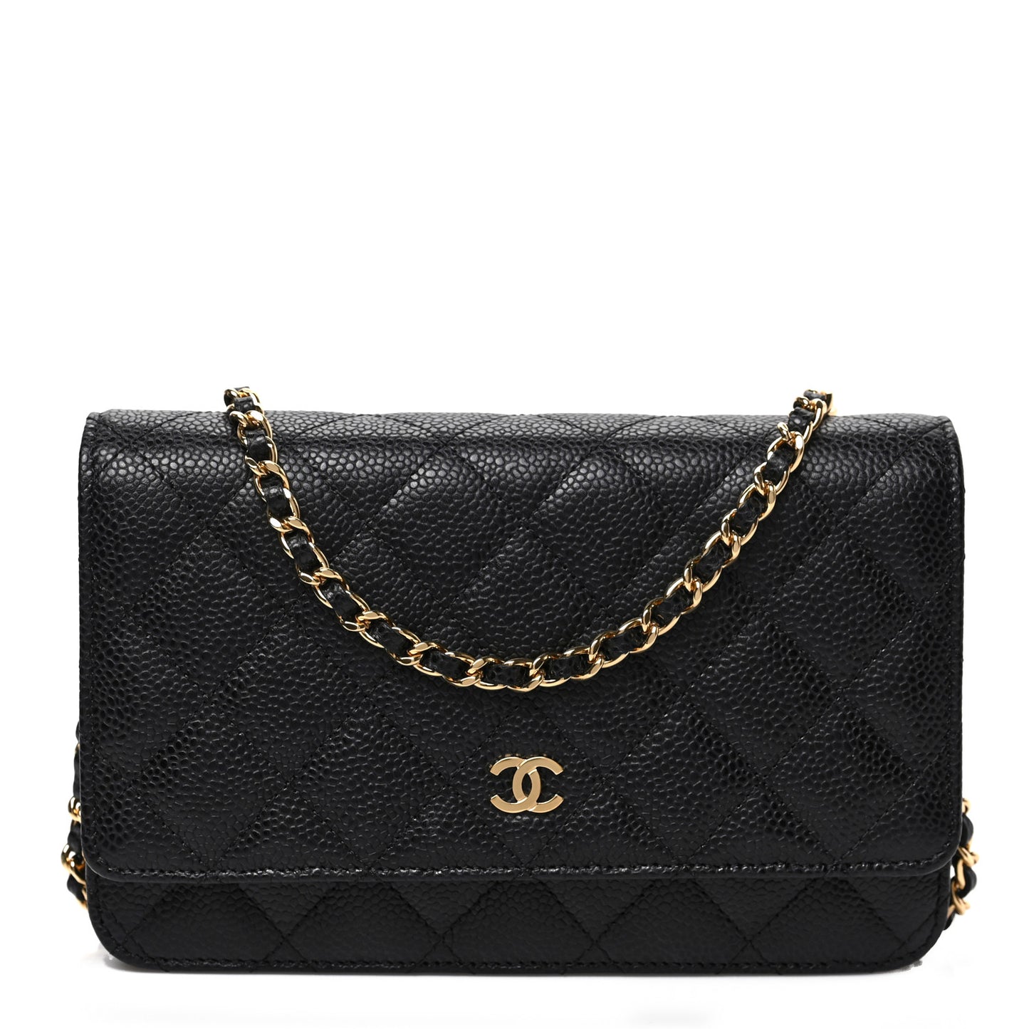 Caviar Quilted Wallet on Chain WOC Black