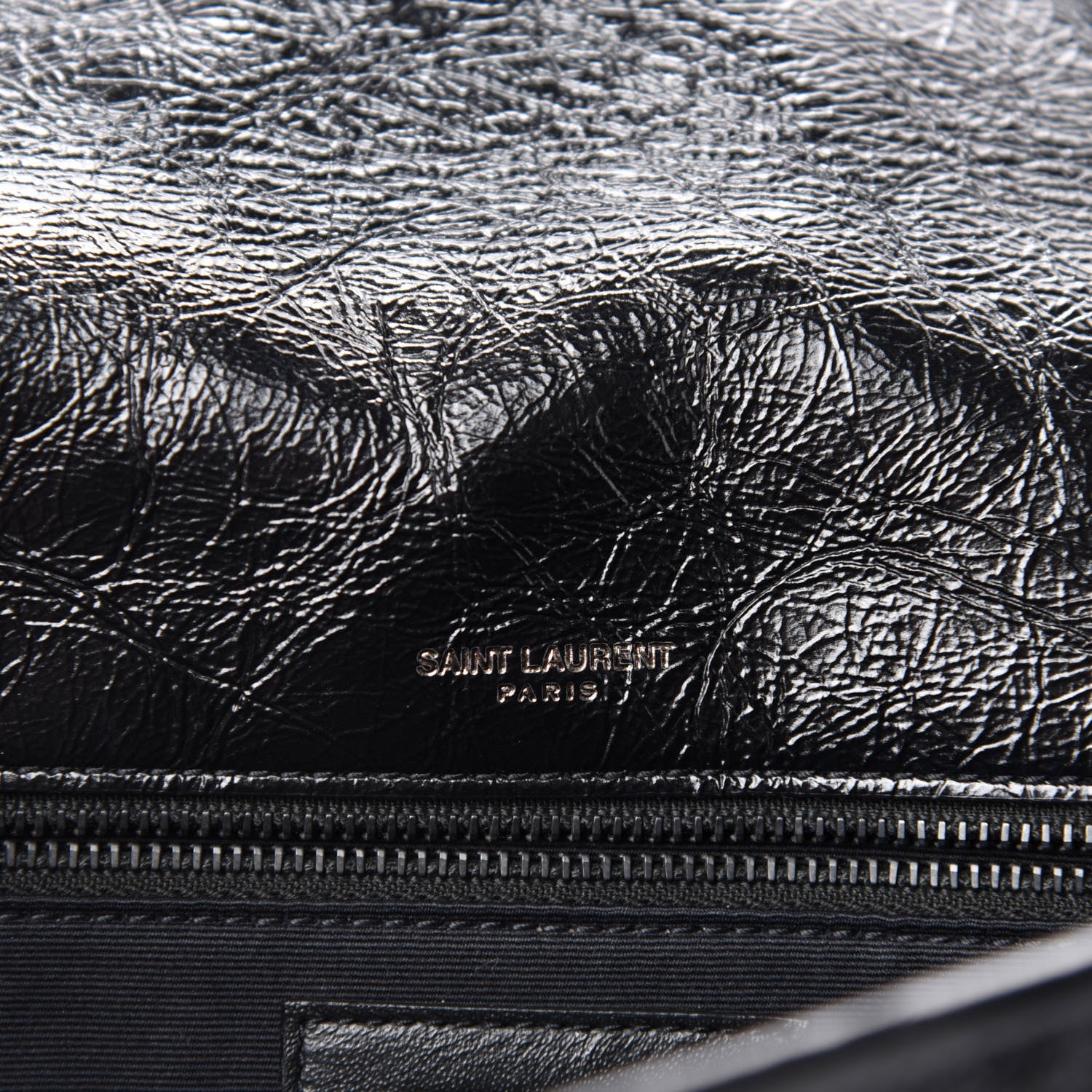 Saint Laurent Crinkled Calfskin Matelasse Monogram Medium Niki Chain Satchel Black 9 of 11