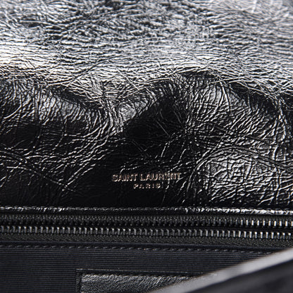 Saint Laurent Crinkled Calfskin Matelasse Monogram Medium Niki Chain Satchel Black 9 of 11