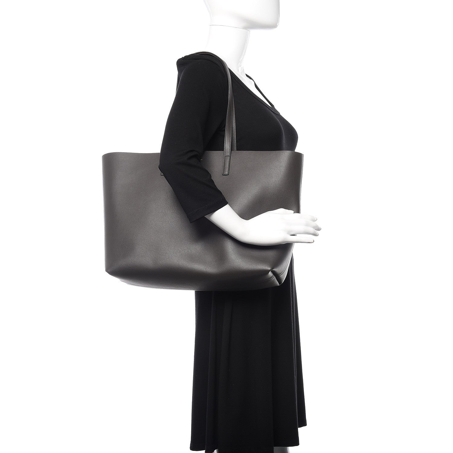 Saint Laurent Calfskin Large Shopping Tote Dark Grey 2 of 10