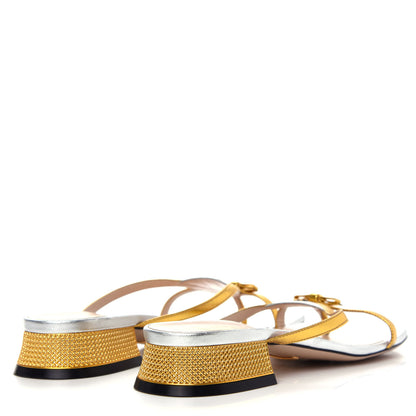 Gucci Calfskin Bow Thong Sandal 37 Gold 4 of 10