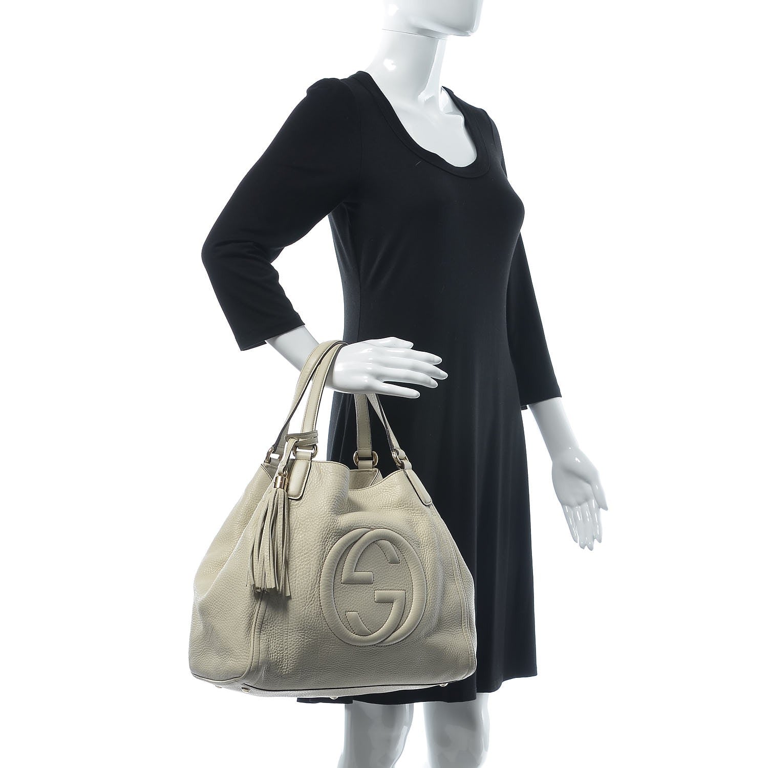 Gucci Pebbled Calfskin Medium Soho Shoulder Bag Off White 2 of 13