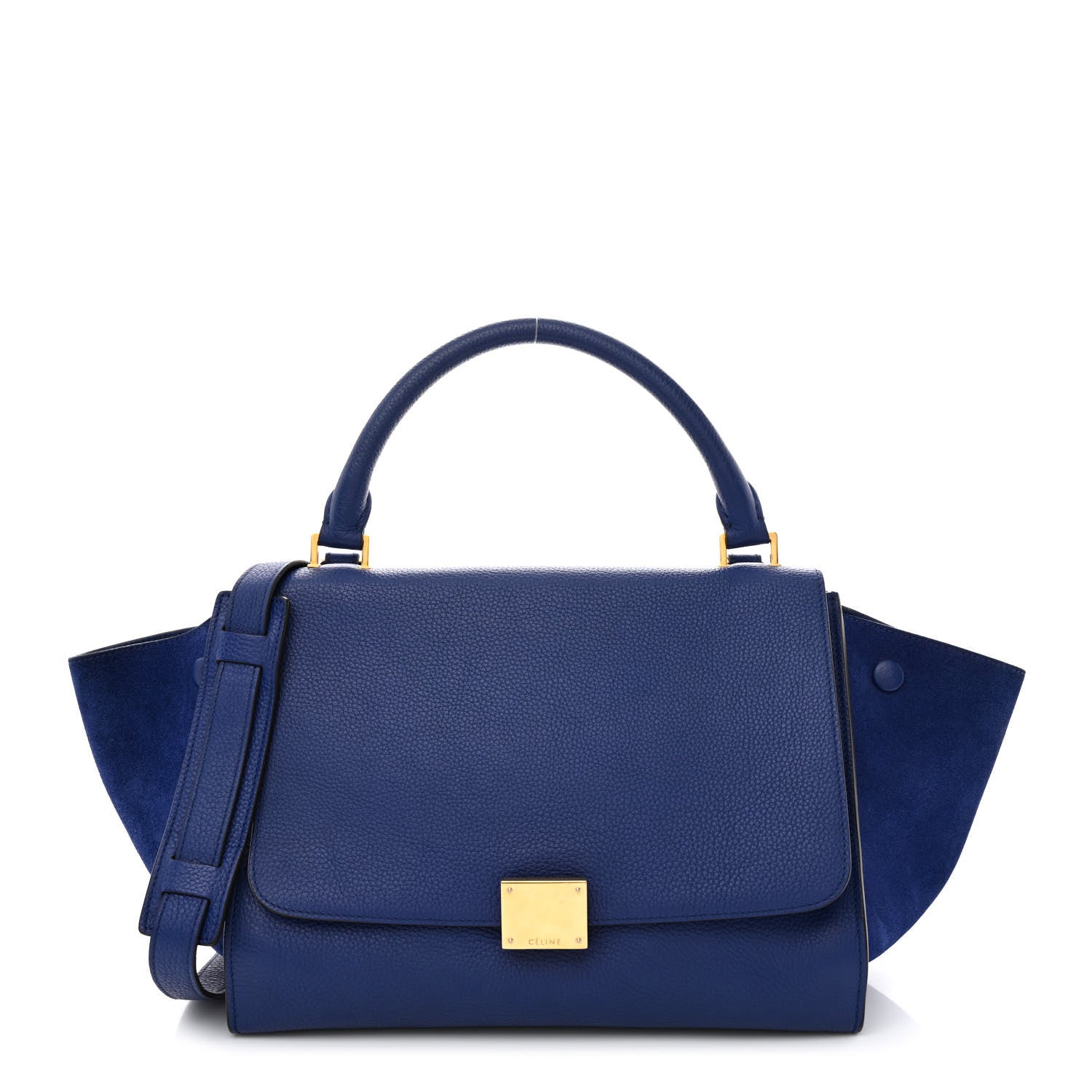 Celine Drummed Calfskin Suede Small Trapeze Indigo 1 of 10