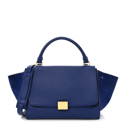 Celine Drummed Calfskin Suede Small Trapeze Indigo 1 of 10