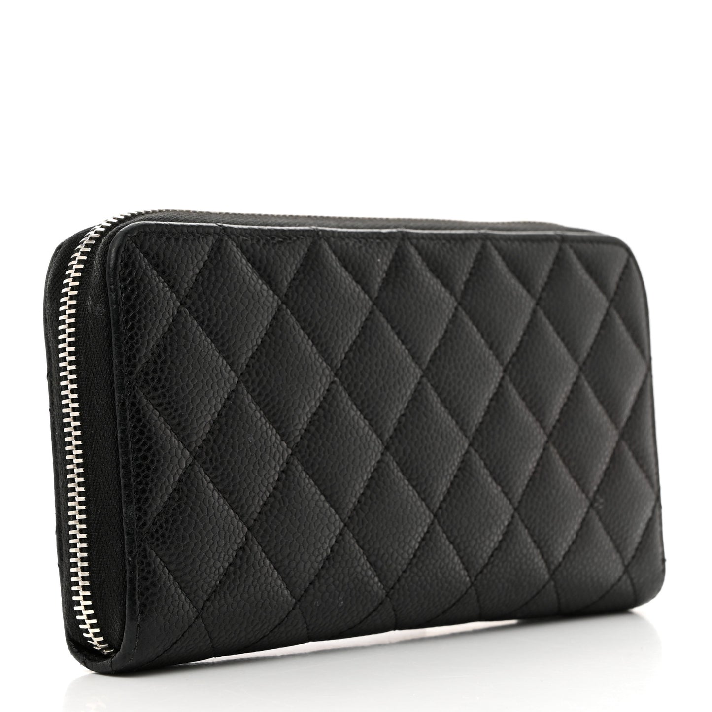 Caviar Quilted Large Gusset Zip Around Wallet Black