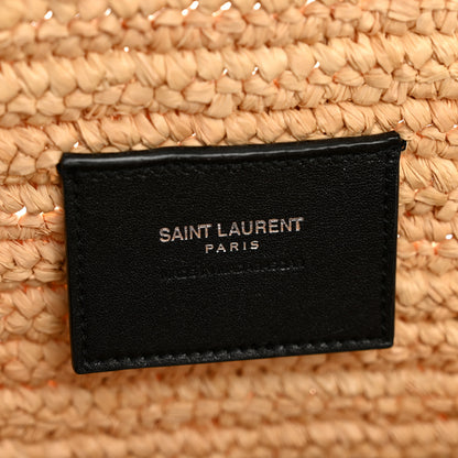 Saint Laurent Raffia Calfskin Rive Gauche Tote Naturale Black 6 of 13