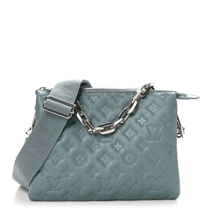 Louis Vuitton Lambskin Embossed Monogram Coussin PM Blue Glacier 1 of 12