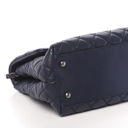 Chanel Caviar Quilted Medium Coco Handle Flap Navy Blue 8 of 11