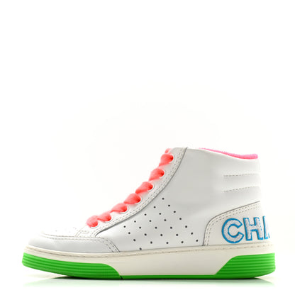 Chanel Calfskin Womens Logo High Top Sneakers 36.5 White Multicolor 1 of 9