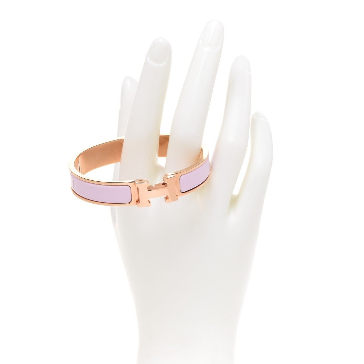 Enamel Narrow Clic Clac H Bracelet GM Rose Dragee