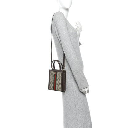 Gucci GG Supreme Monogram Textured Dollar Calfskin Web Super Mini Ophidia Mini Tote Bag Beige Ebony New Acero 2 of 10