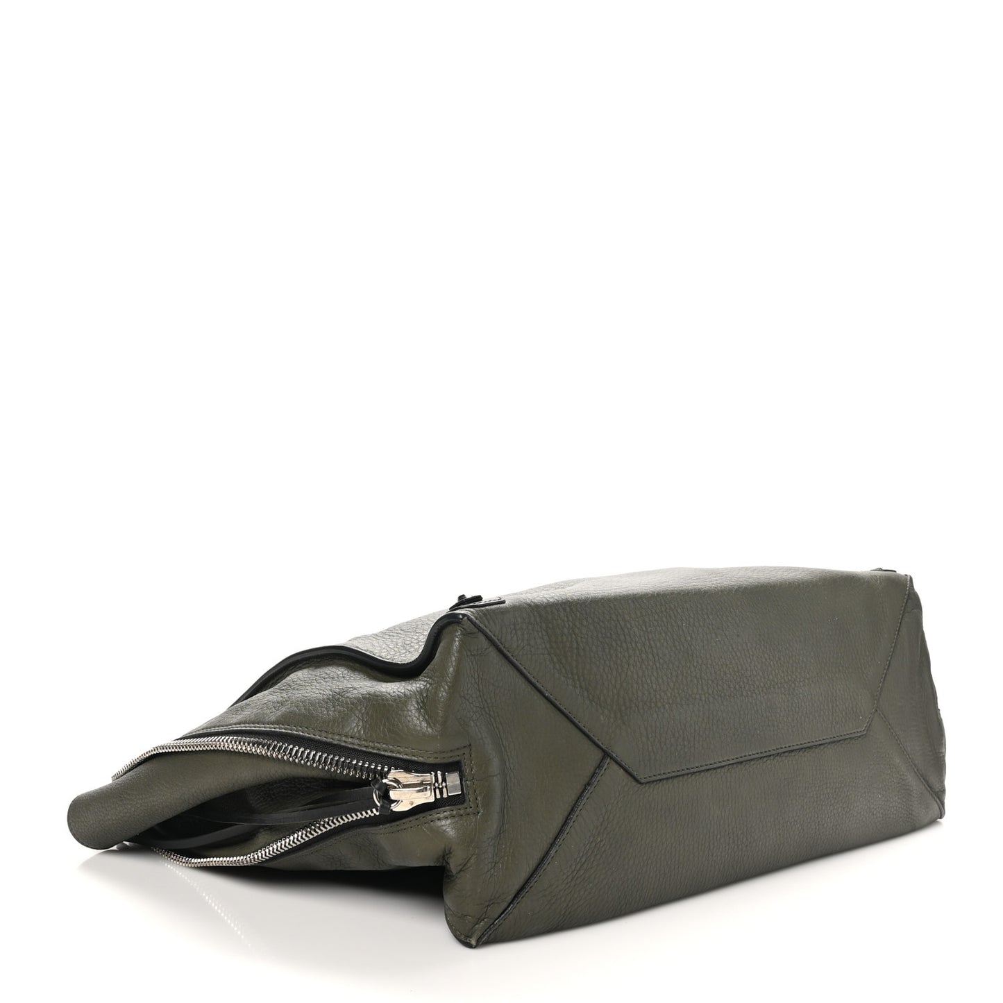 Supple Calfskin Papier A4 Zip Around Tote Green Black