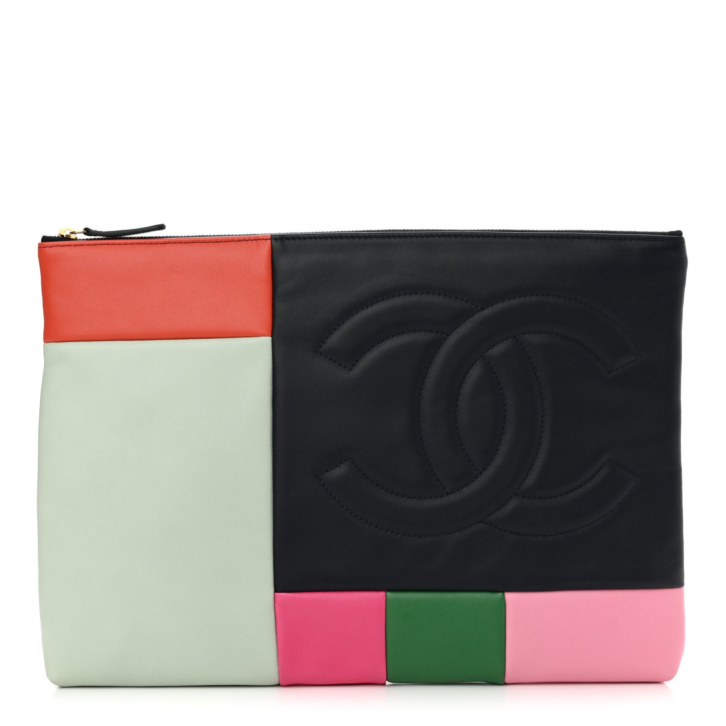 Lambskin Colorblock Cosmetic Case Multicolor