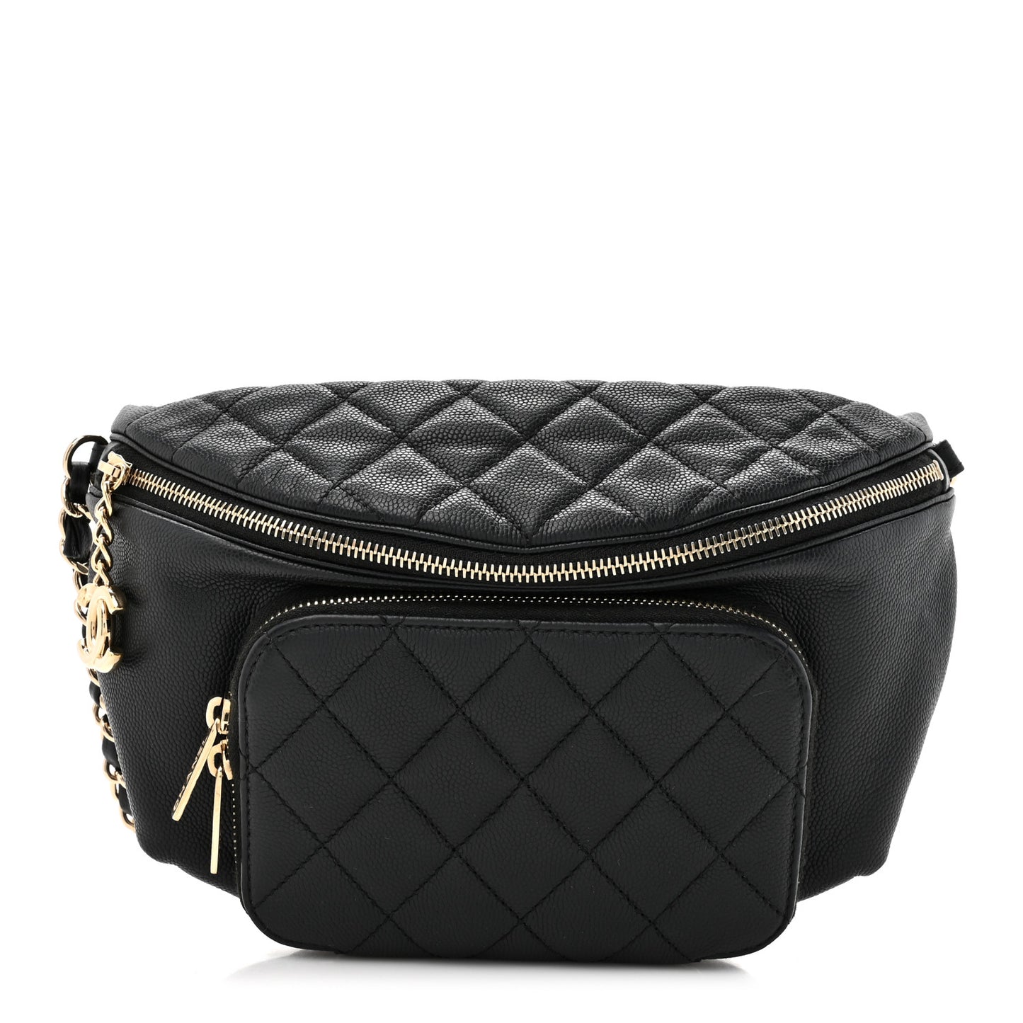Caviar Quilted Business Affinity Waist Belt Bag Black