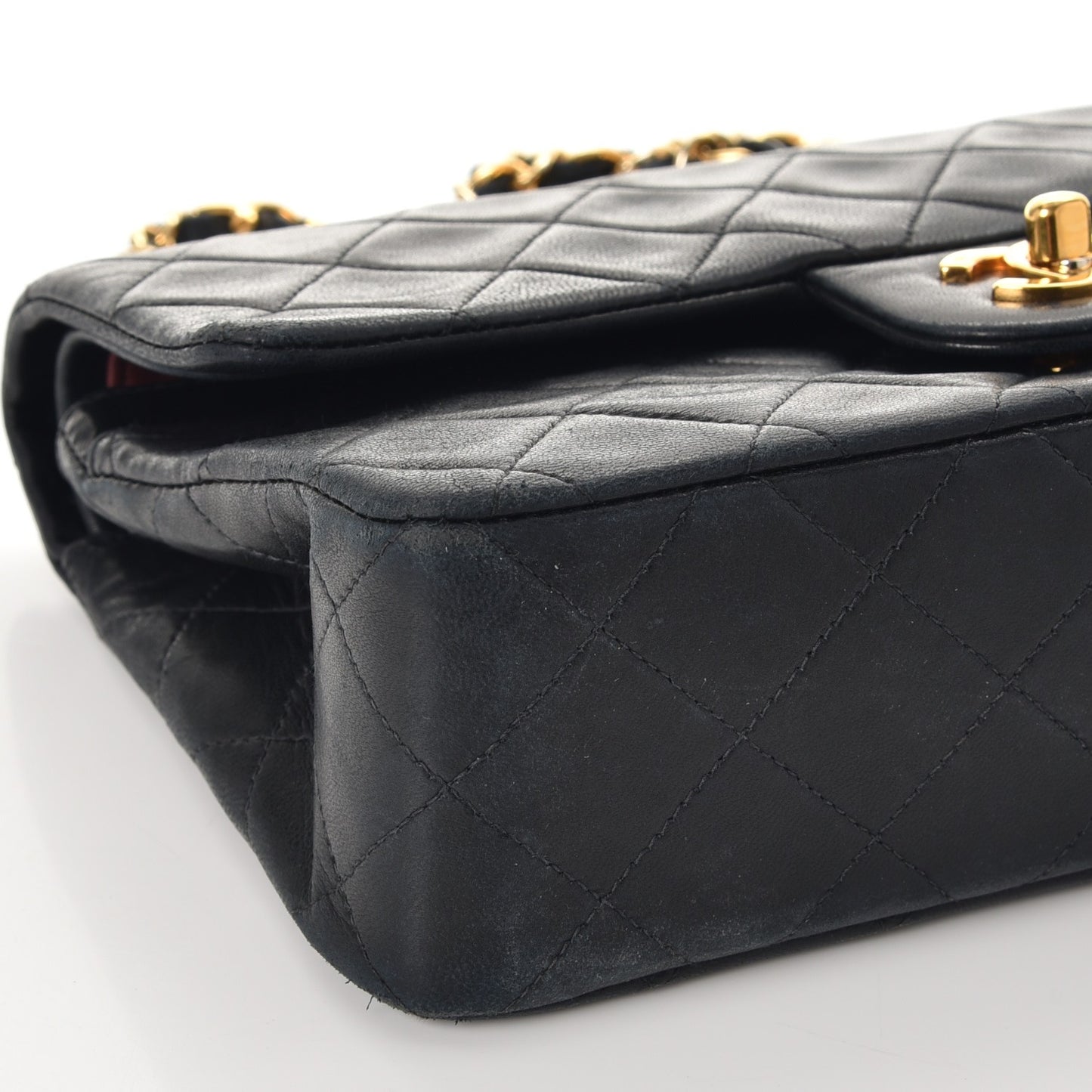 Lambskin Quilted Small Double Flap Navy