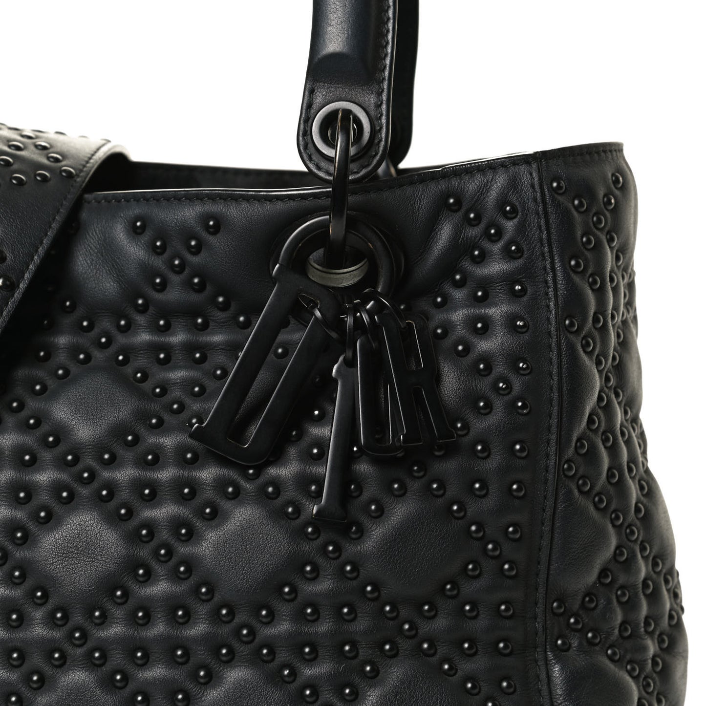 UItra Matte Calfskin Cannage Studded Medium Supple Lady Dior Black