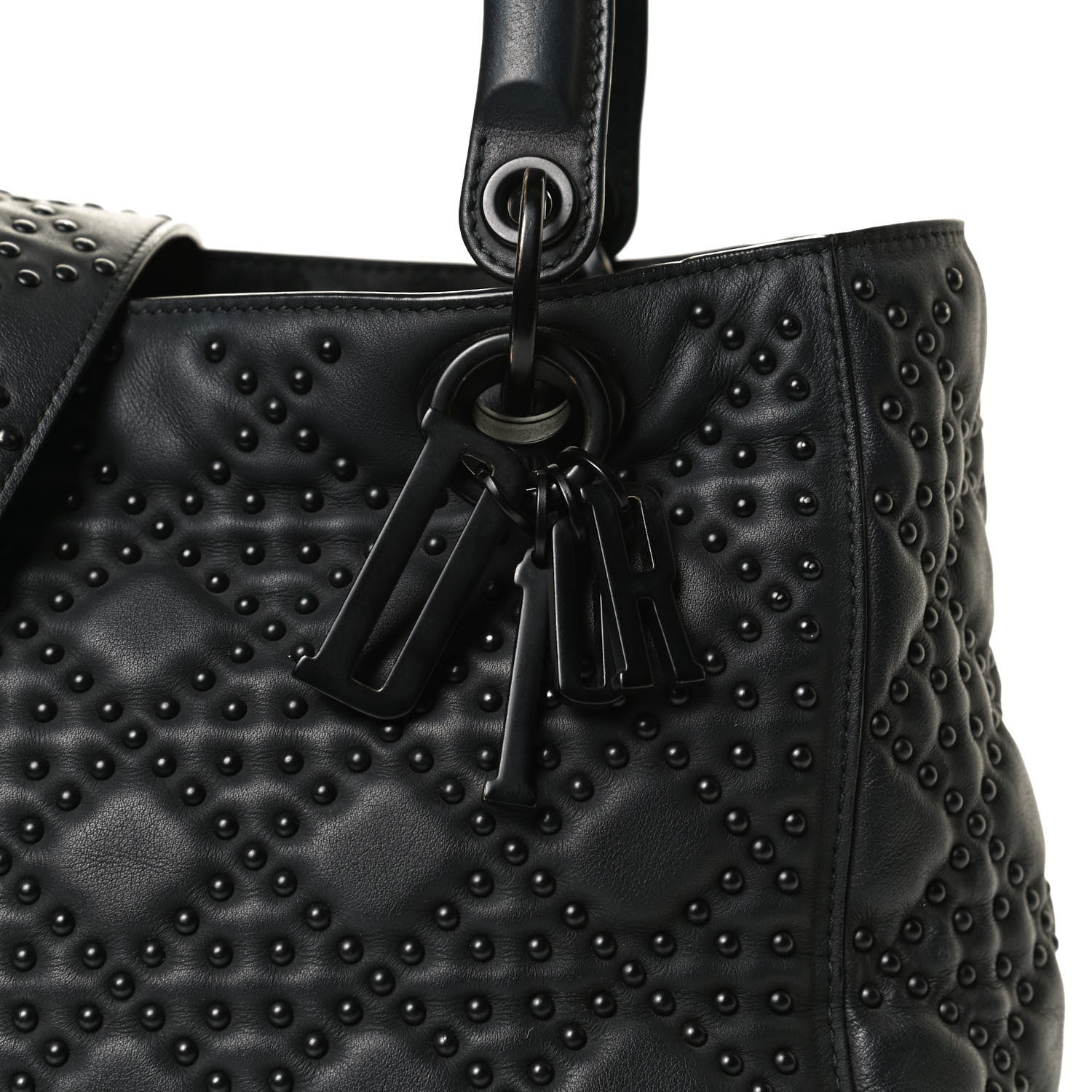 Christian Dior UItra Matte Calfskin Cannage Studded Medium Supple Lady Dior Black 12 of 16