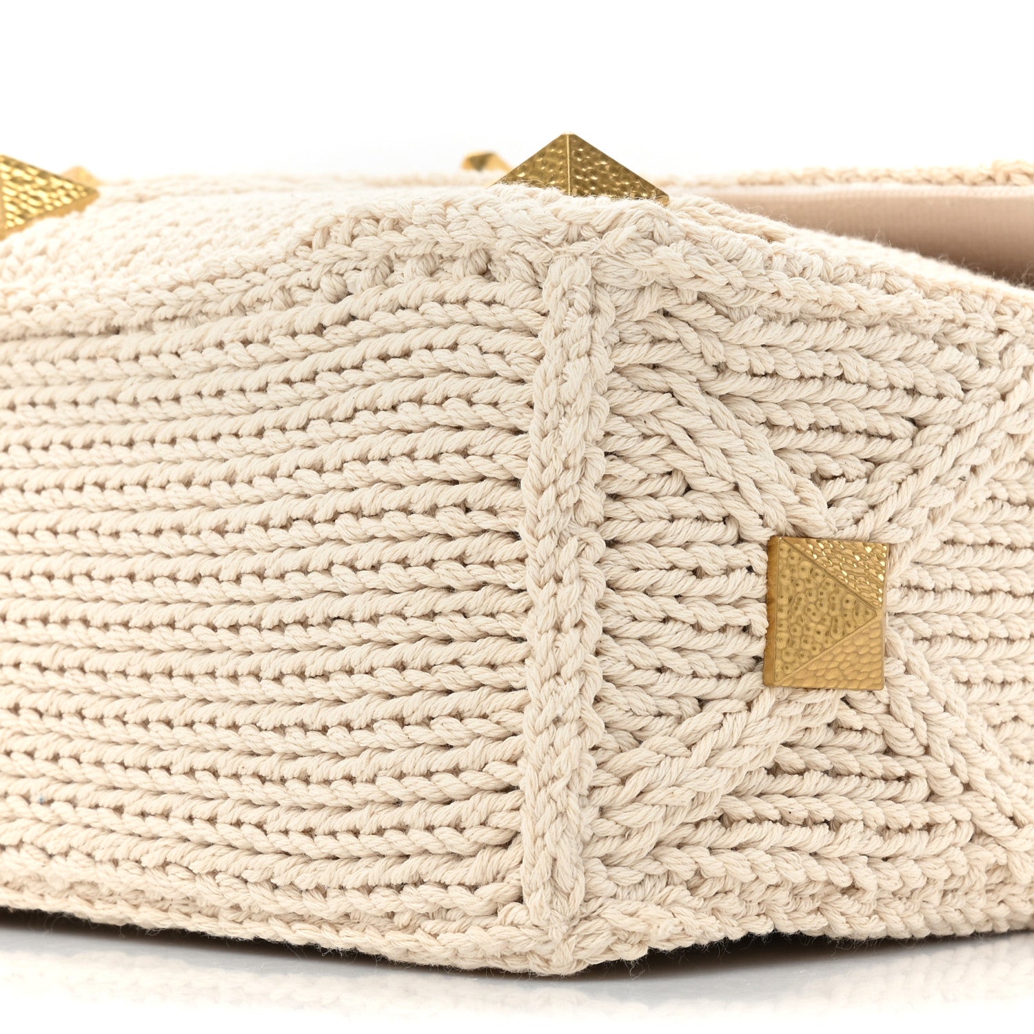 Valentino Garavani Knit Large Roman Stud Shoulder Bag Ecru 7 of 9