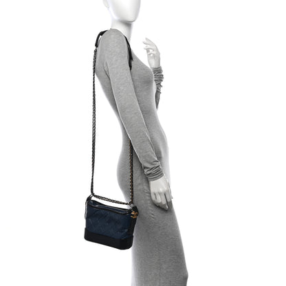 Chanel Aged Calfskin Quilted Small Gabrielle Hobo Navy Black 2 of 11