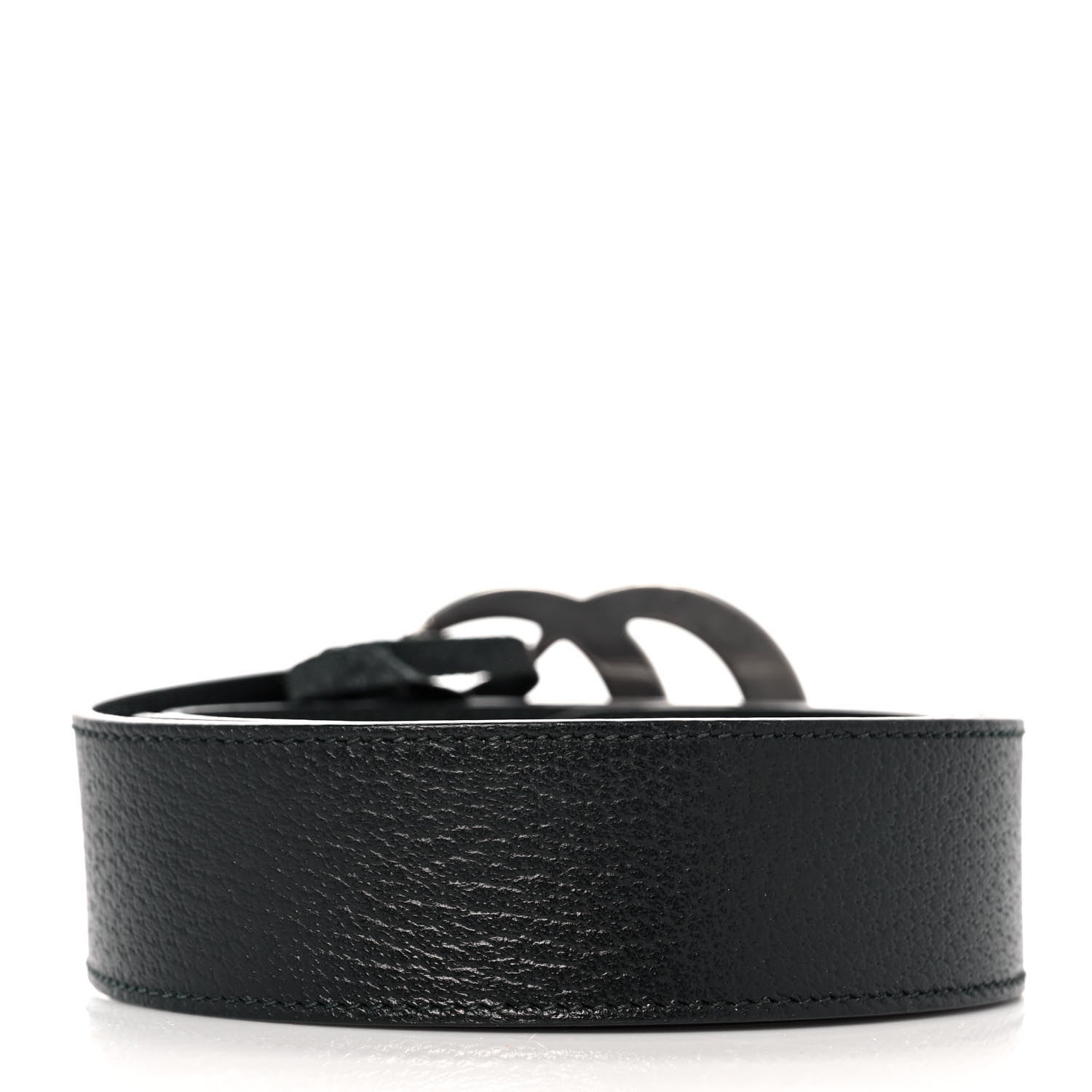 Gucci Textured Dollar Calfskin Nickel Double G 40mm Belt 100 40 Black 2 of 5