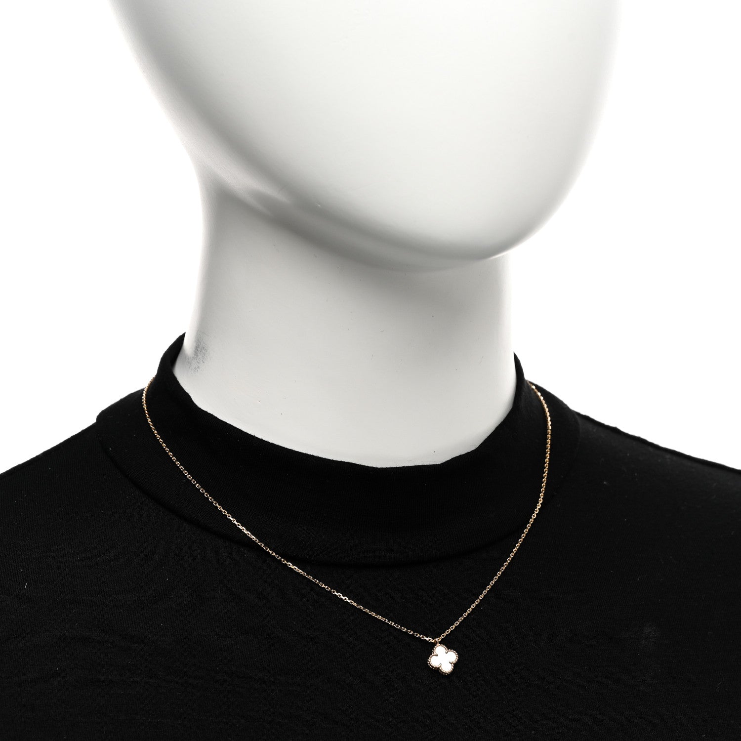 Van Cleef & Arpels 18K Yellow Gold Mother of Pearl Sweet Alhambra Pendant Necklace 2 of 5