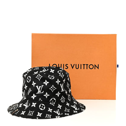 Louis Vuitton Nylon Monogram Reversible Bob Bucket Hat S Black White 5 of 5