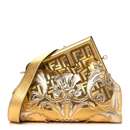 Fendi X VERSACE Vitello Laminato Catalan Mirror Fendace FF Medium Fendi First Oro 1 of 10