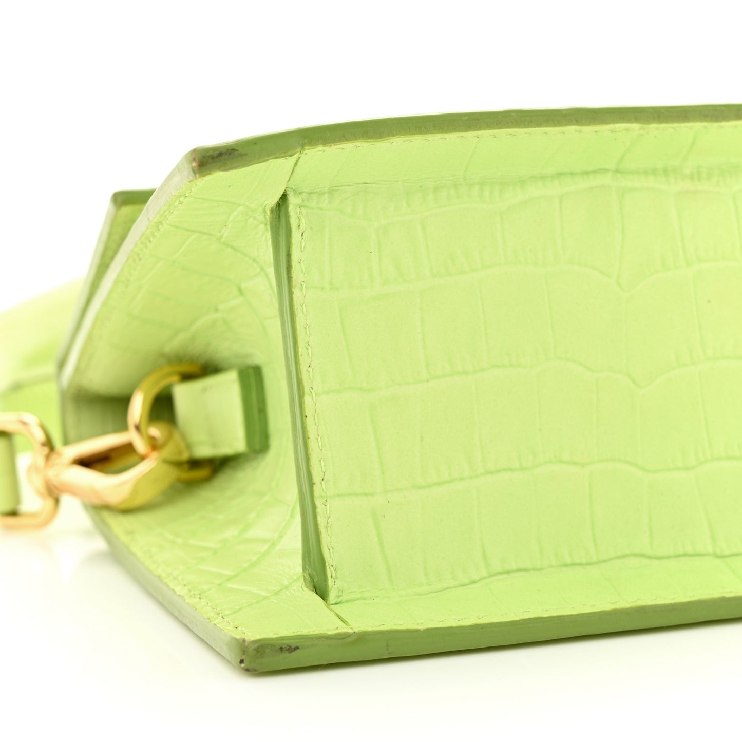 Calfskin Crocodile Embossed Le Chiquito Moyen Light Green