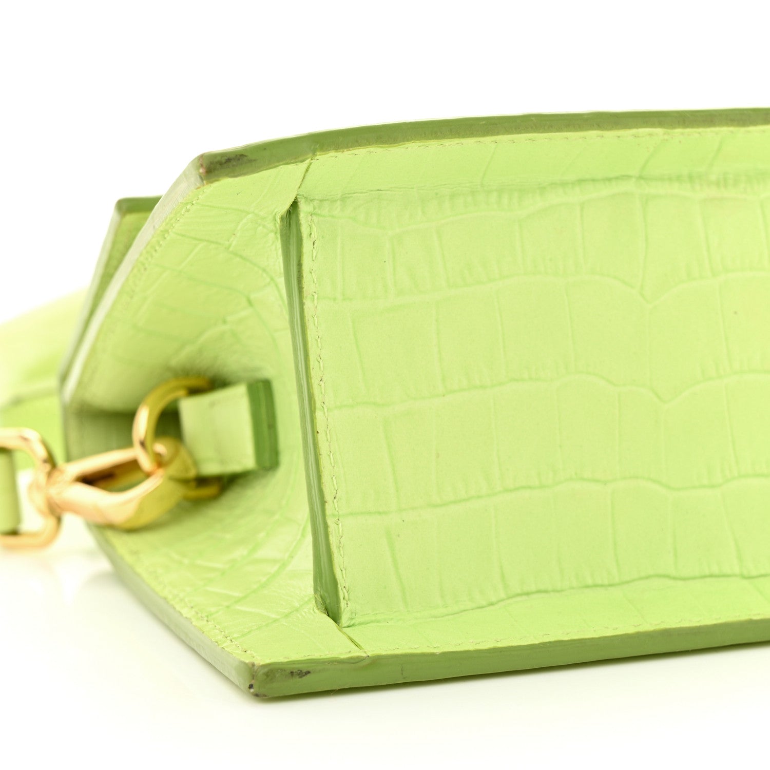 Jacquemus Calfskin Crocodile Embossed Le Chiquito Moyen Light Green 11 of 17