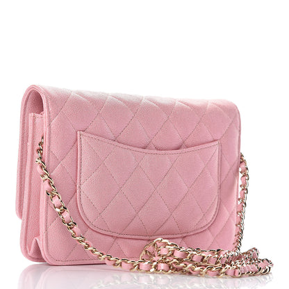 Chanel Iridescent Caviar Quilted Wallet on Chain WOC Rose Pink 3 of 12