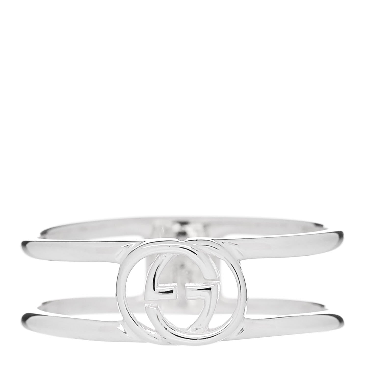 Gucci Sterling Silver 6mm Interlocking G Open Band Ring 53 6.25 1 of 4