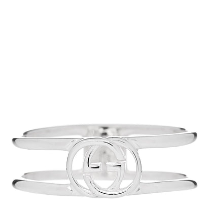Gucci Sterling Silver 6mm Interlocking G Open Band Ring 53 6.25 1 of 4