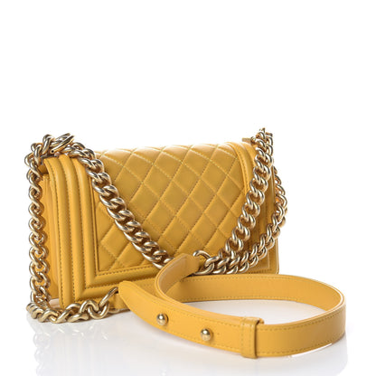 Chanel Lambskin Quilted Small Boy Flap Yellow 3 of 15