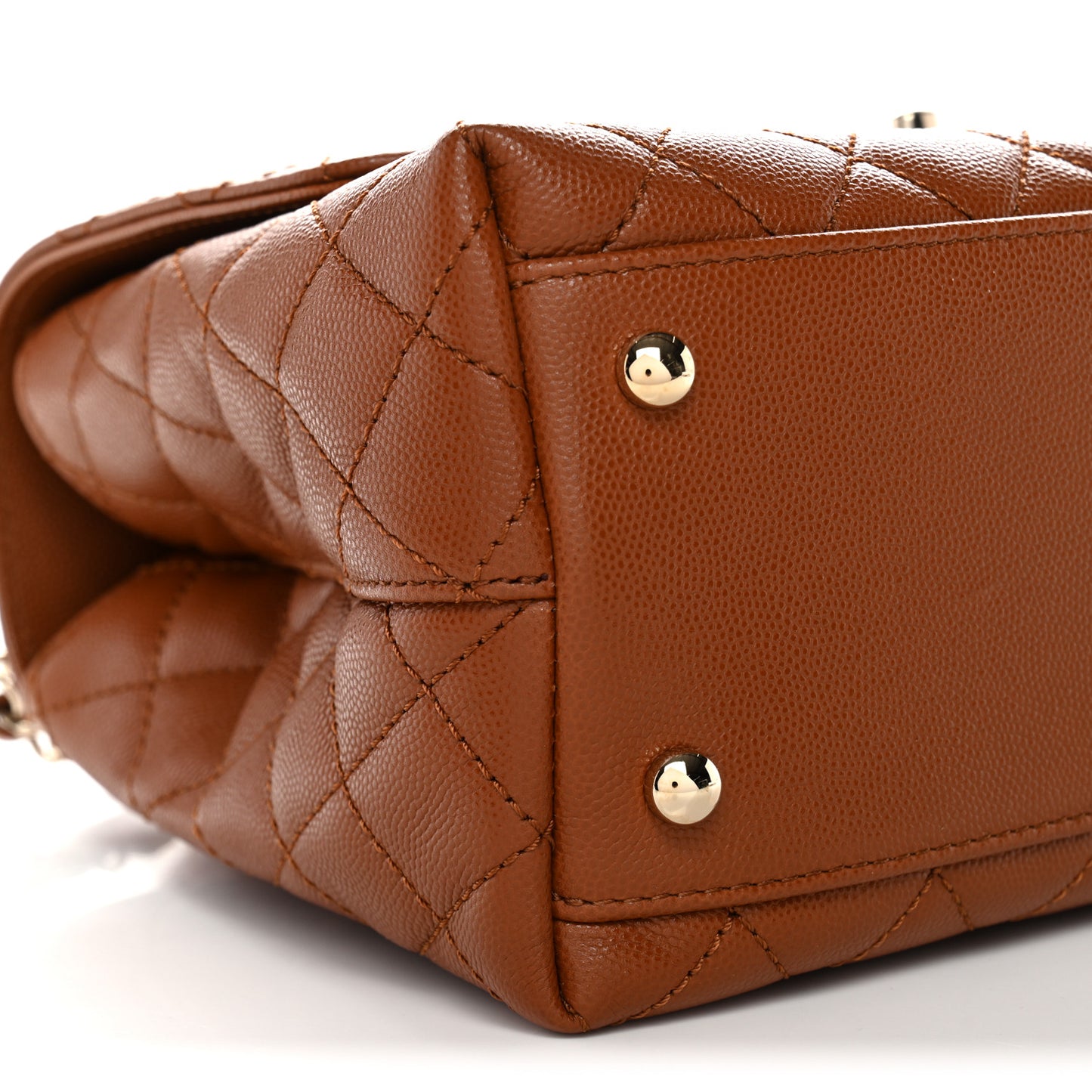 Caviar Quilted Small Coco Chain Handle Flap Brown