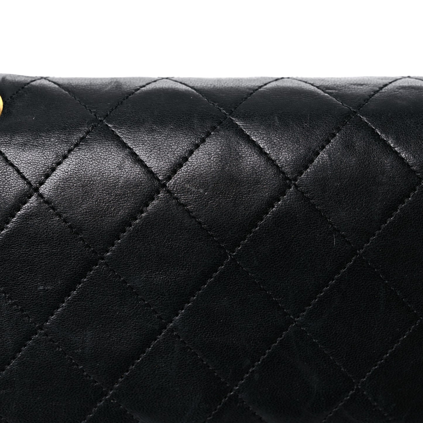 Lambskin Quilted Medium Double Flap Black