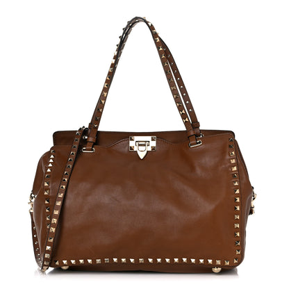 Valentino Garavani Vitello Medium Rockstud Tote Brown 1 of 18