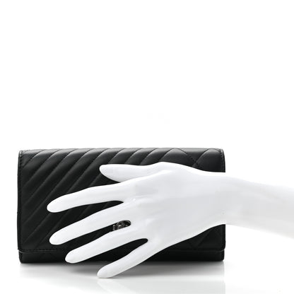Chanel Lambskin Quilted Large Coco Boy Gusset Flap Wallet Black 4 of 18