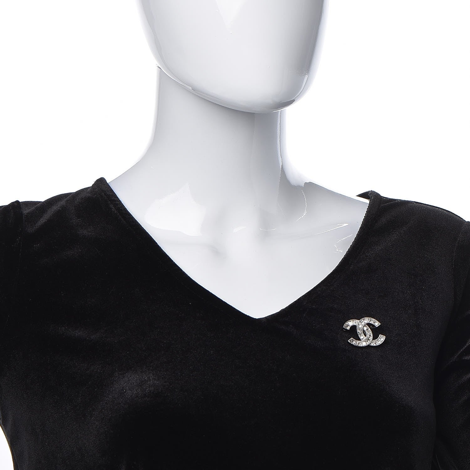 Chanel Crystal CC Brooch Silver 2 of 5