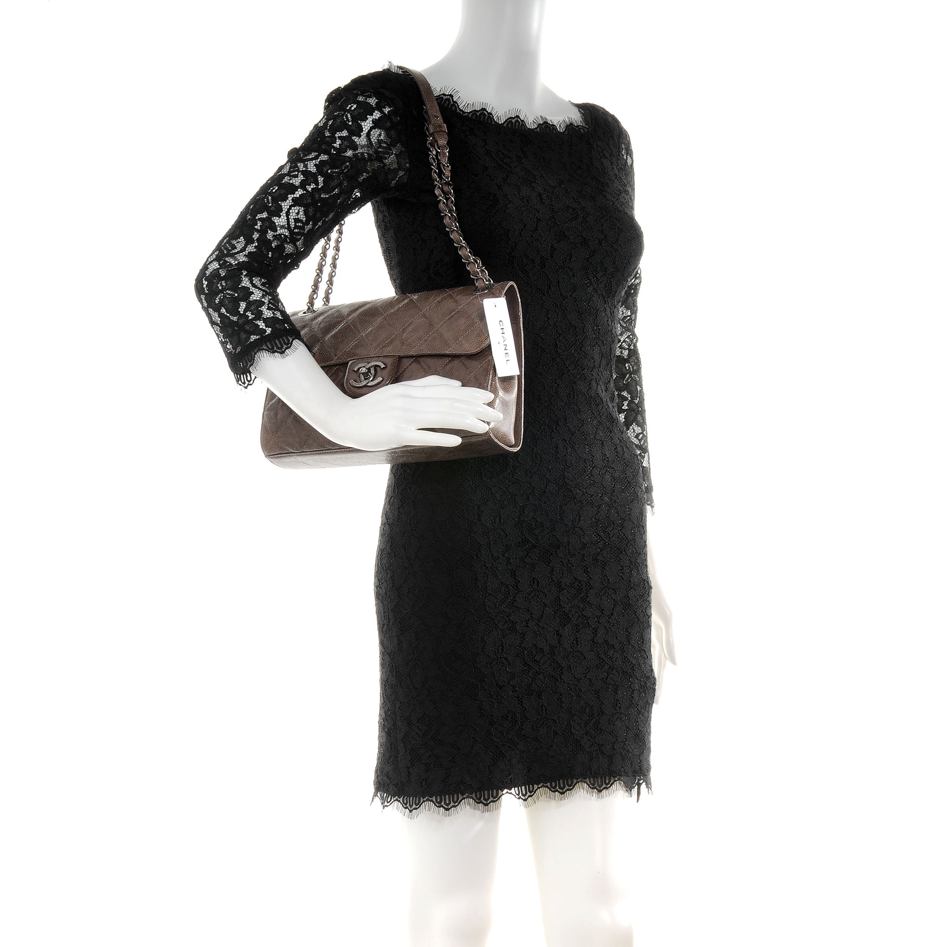 Chanel Caviar CC Crave Jumbo Flap Brown 2 of 7