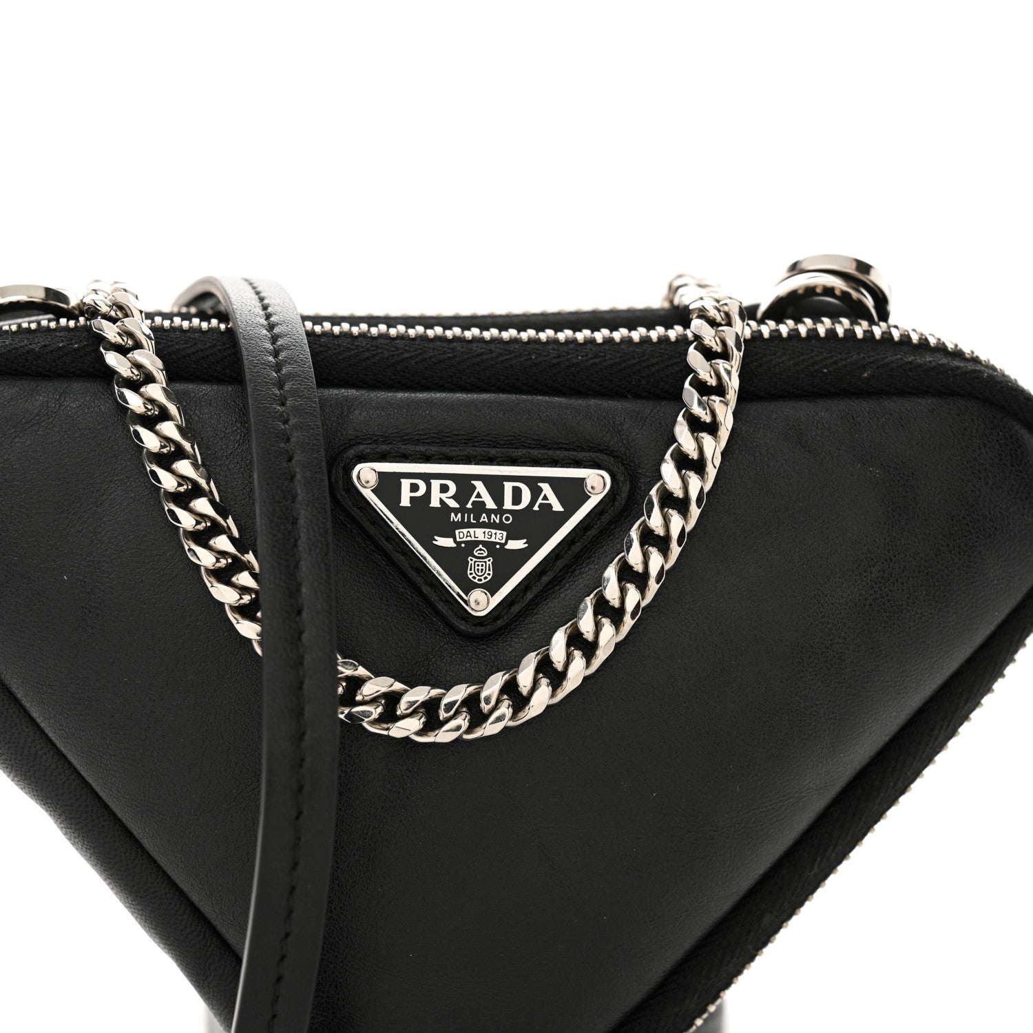 Prada Nappa Soft Padded Mini Triangle Crossbody Pouch Black 8 of 11